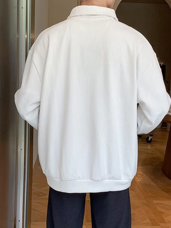 Suéter de punto con cuello de polo Suéter de todo fósforo 2025 para hombres, solapa de tendencia coreana de primavera, solapa suelta, estilo perezoso