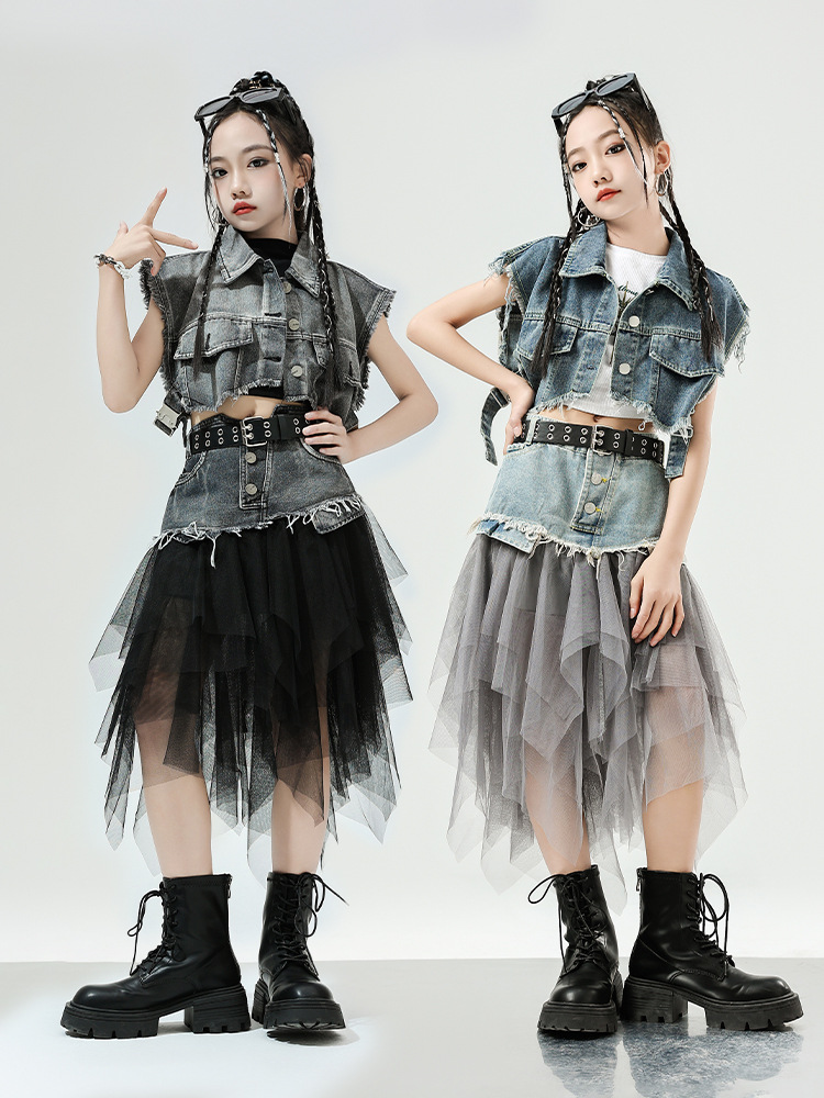 ジャズダンスの服装の女の子の街のダンスのファッション服の子供のジャズのショーのカウボーイのファッション服の女性団のダンスの衣装のスーツ