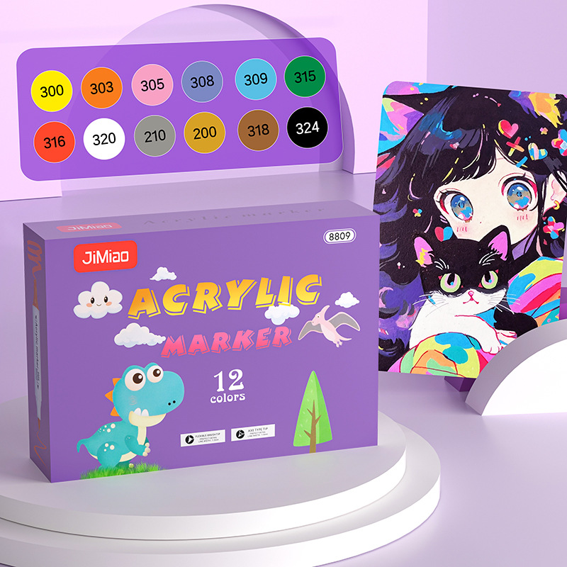 Marcador de acrílico de cabeza suave Cepillo de pintura para niños de doble cabeza Lápiz de graffiti de arte infantil impermeable de secado rápido Pluma de agua de gran capacidad