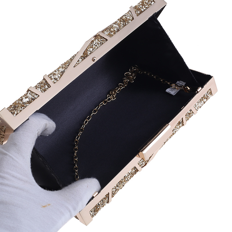 Fashion Square Dinner Bag Metal Hand Bag Banquet Bag Hollow Dinner Bag Chain Clutch display picture 5