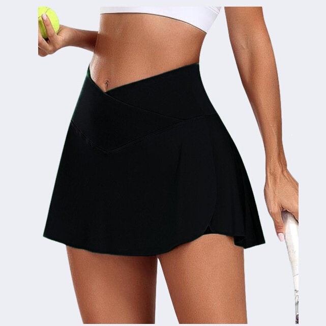 Cross-Border Women's Tennis Skirt with Shorts, Cross-Over Golf Skirt, High-Waisted Sports Alo Yoga Skirt with Pockets