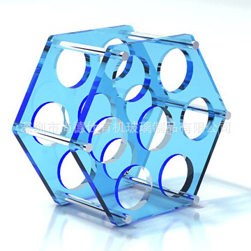 亚克力酒架惠州厂家加工 创意透明彩色拆装迷你红酒卖场展架