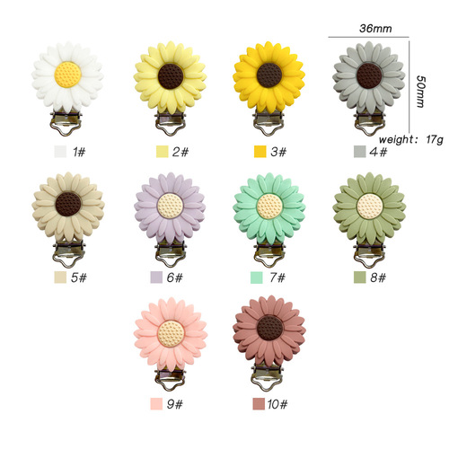Cross-border hat brim clip daisy flower silicone pacifier clip chrysanthemum DIY pacifier teether anti-falling crocodile clip silicone hat clip