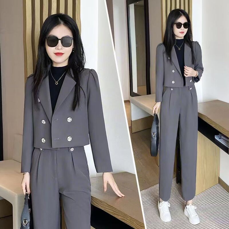 Fashion Suit Set for Women, Short Jacket, 2025 Autumn New Style, Petite, Elegant, Professional Two-Piece Suit