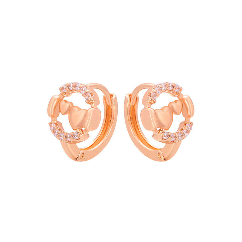 Arracadas con Corazón Calado de Aleación de Cobre, Estilo Retro, para Mujer
