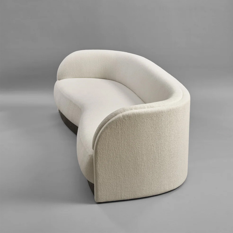 Italian Minimalist Curved Creative Fabric Sofa Nordic Mid-Century Designer Villa Large Flat Special-Shaped Three-Person Sofa