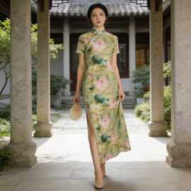 2025夏季新款旗袍时尚国风少女连衣裙短款内衬女装演出服批发代发