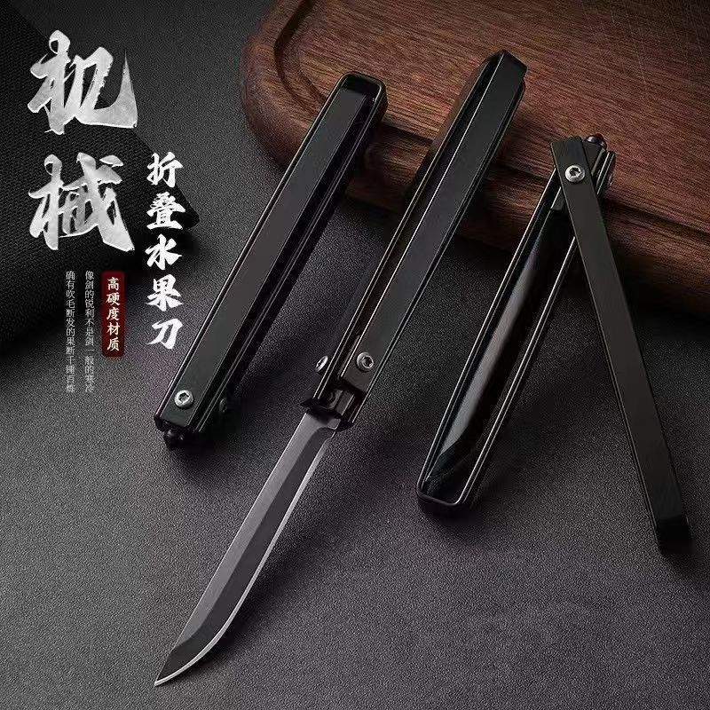 M90便携水果刀机械折叠小刀多功能野营旋转折叠小刀锋利烧烤小刀