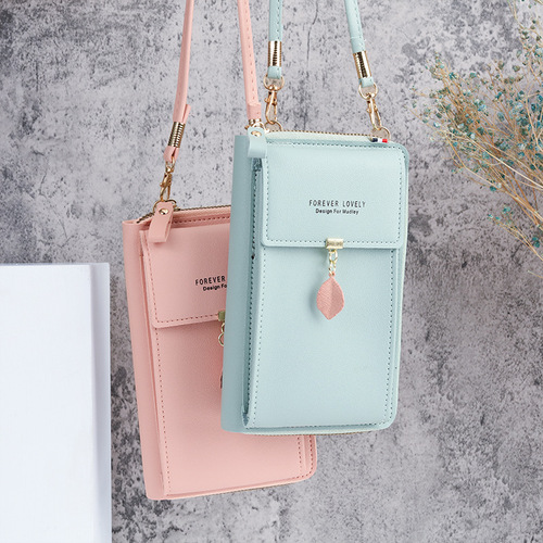  New Wholesale Large Capacity Multifunctional Fashion Simple Leaf Shoulder Small Bag Crossbody Mobile Phone Bag Women