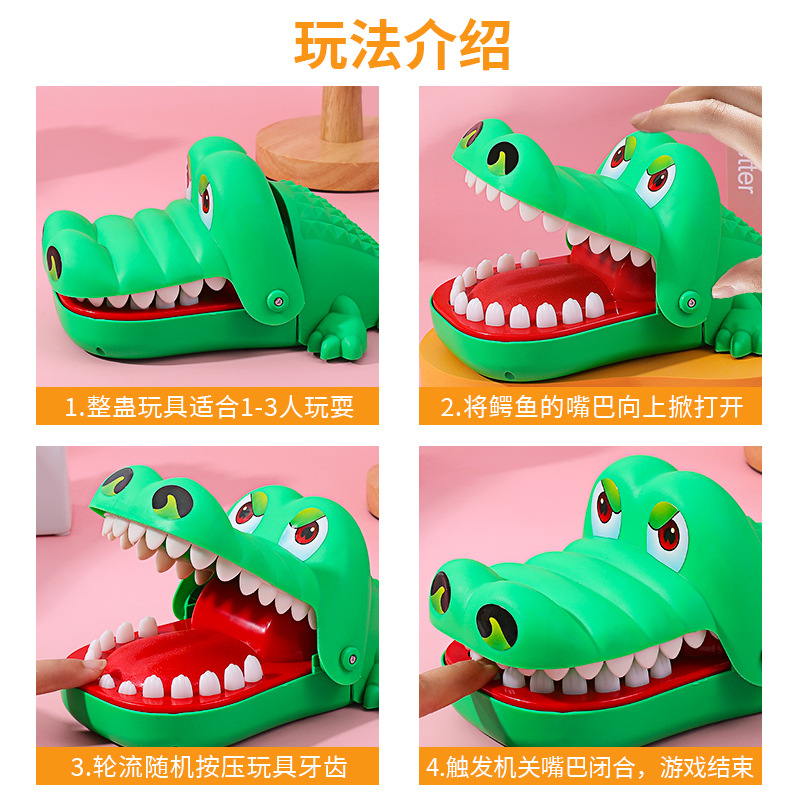 Morder los dedos pequeño cocodrilo dinosaurio para niños truco juguete niño Presione los dientes gran tiburón morder la boca de la gente tirar los dientes morder las manos