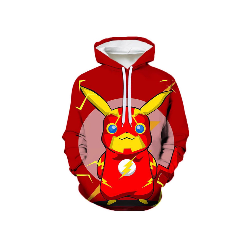 Cross-border autumn new 3D digital printing sweater Pikachu series men's and women's fashion casual hooded sports top Cross-border autumn new 3D digital printing sweater Pikachu series men's and women's fashion casual hooded sports top