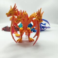 3D プリントキドラ 3 頭恐竜は翼付きモンスターモデルおもちゃ手作り装飾装飾品ギフトで立つことができます