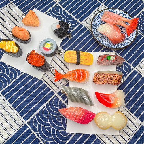 Fun and creative simulated food Japanese sushi hairpin salmon hairpin interesting hairpin hair accessories side clip