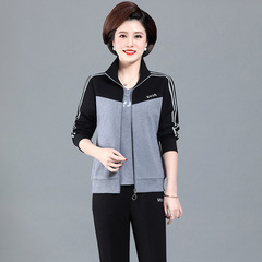 Women's Middle-Aged Exercise Set Spring and Autumn Season Casual Sweatshirt Mother's Wear Middle-Aged Women's Exercise Suit Set of 3