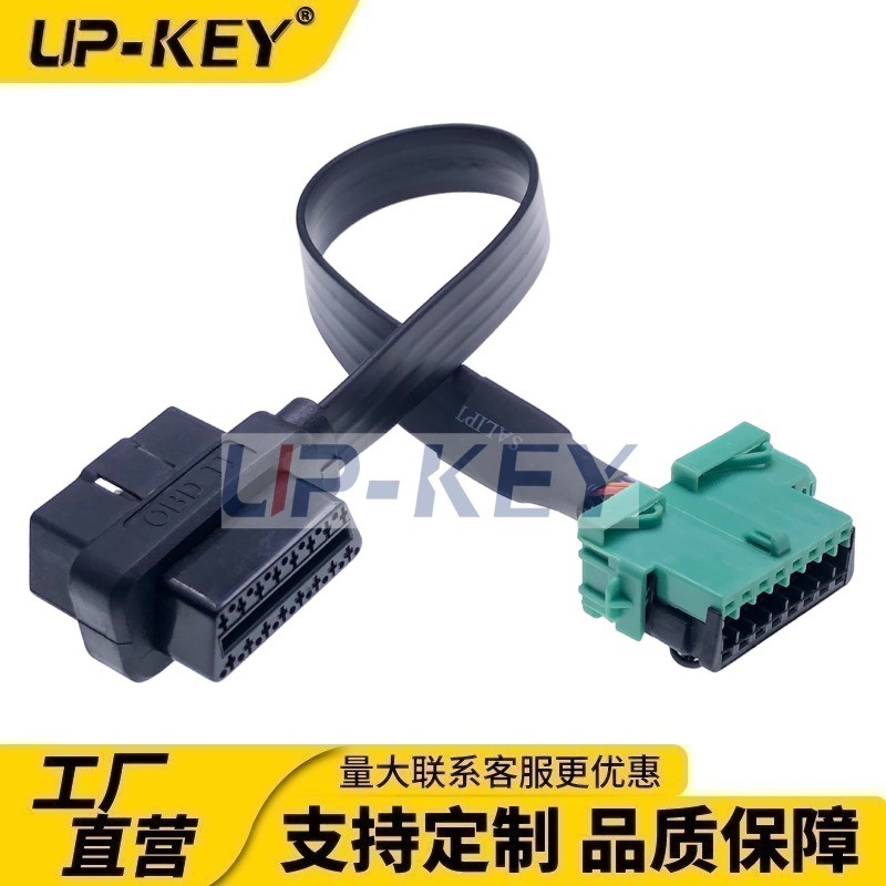 厂家直销标致车OBD2三通线，OBD一分二转接线，16P公转母延长扁线
