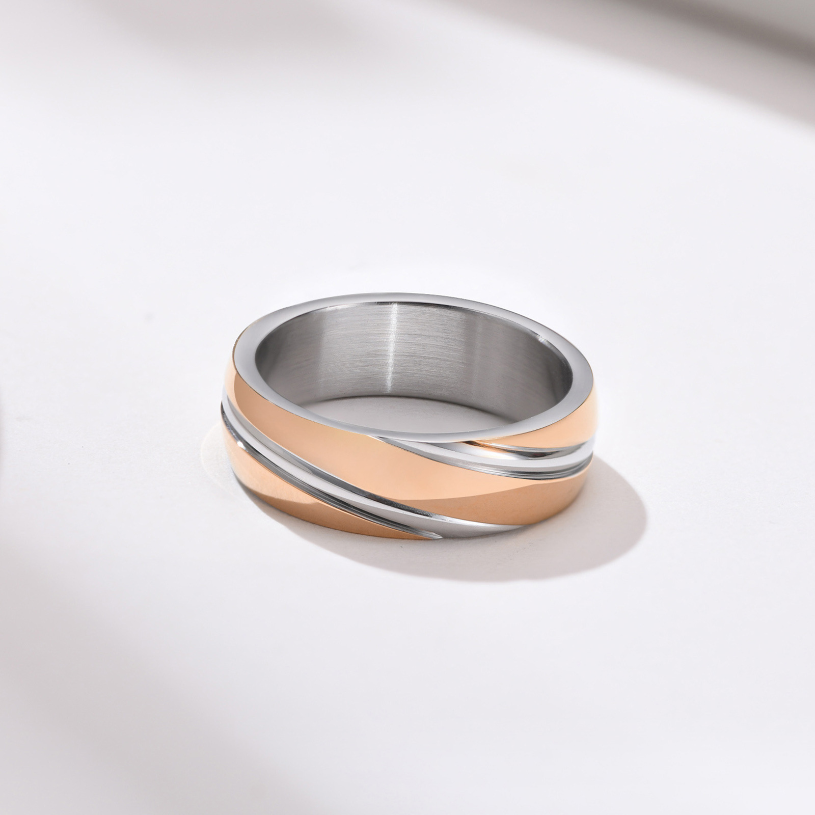 6g Weight Rings Classification 5, 6, 7 Ring Size Daily Occasion Stainless Steel Material Geometric Pattern Men'S Gender Plating Design Simple Style Style Simple Style Geometric Stainless Steel Rings Plating Stainless Steel Rings 4