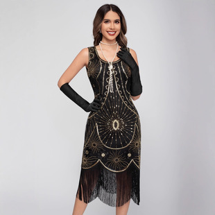 Sequin Dress 1920S European and American Retro Prom Party Beaded Tassel Vest Dress Amazon Cross-Border