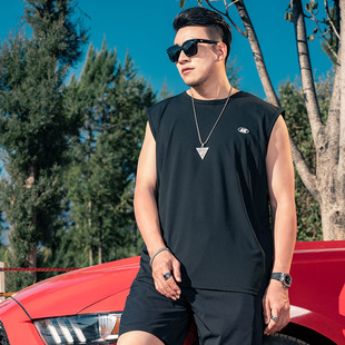 plus size Men's Sleeveless T-shirt Waistcoat Sports Ice Silk Vest 2024 Summer Thin Quick-drying Casual Top