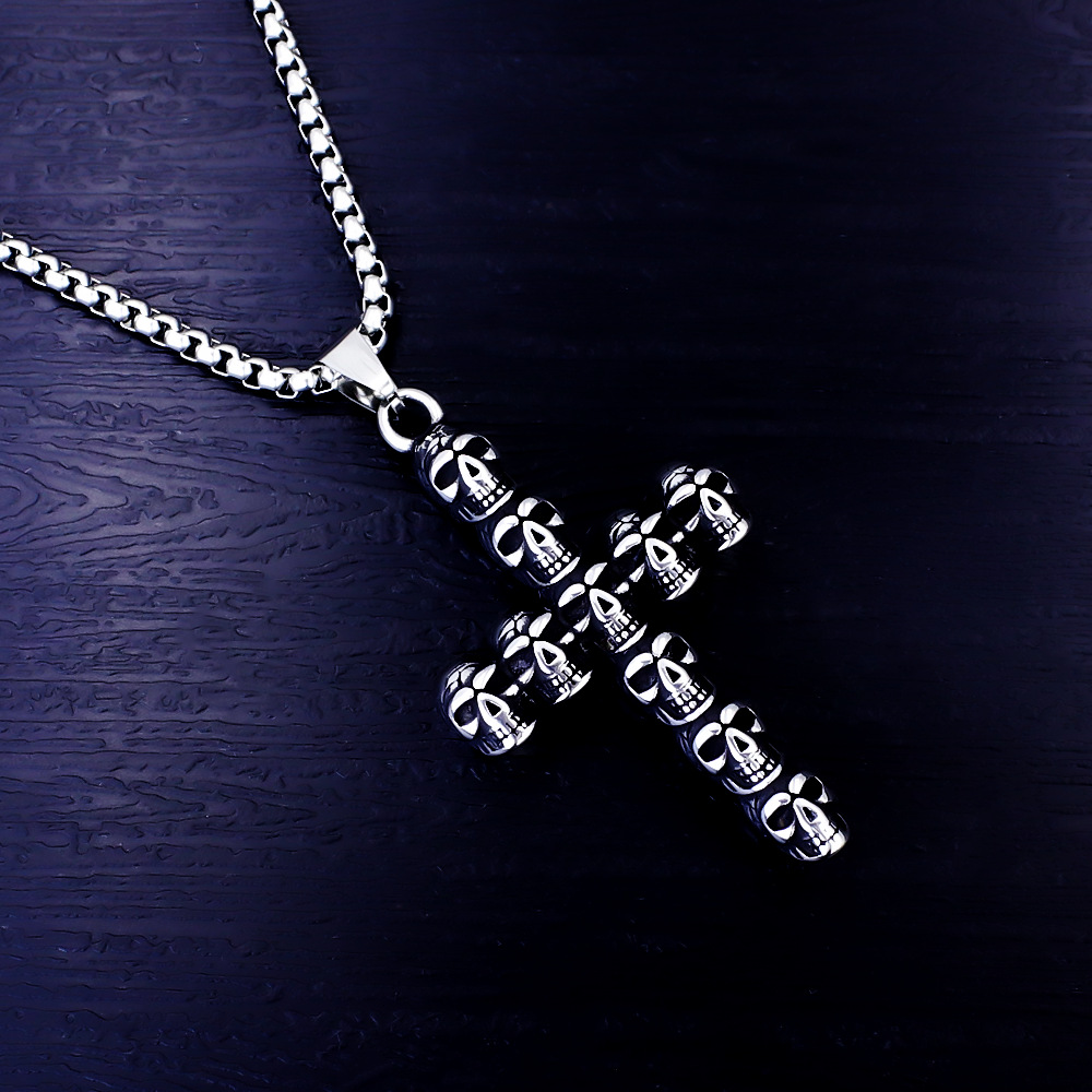 Stainless Steel Skull Anchor Pendant Necklace For Men And Women_voghion.com