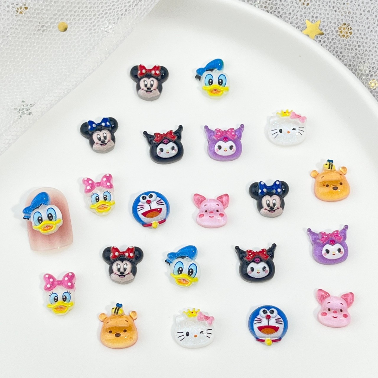 Mickey Cartoon Nail Art Accessories Cute Three-dimensional Sanrio Kulomi Donald Duck Resin DIY Wear Armor Accessories