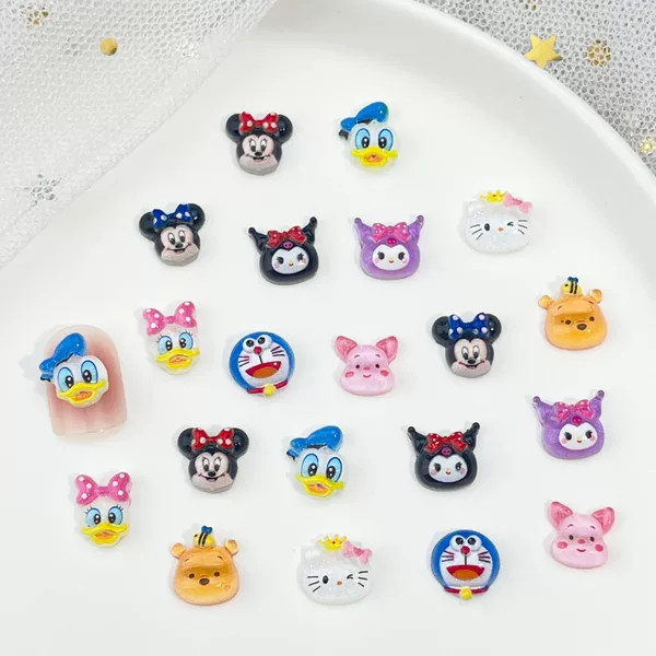 Mickey Cartoon Nail Art Accessories Cute Three-dimensional Sanrio Kulomi Donald Duck Resin DIY Wear Armor Accessories