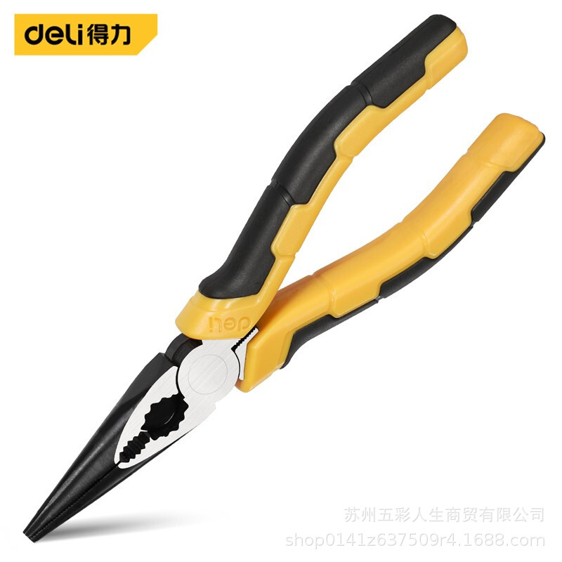 得力工具 DL101308日式尖嘴钳6英寸铬钒钢夹持钳60号手柄PVC