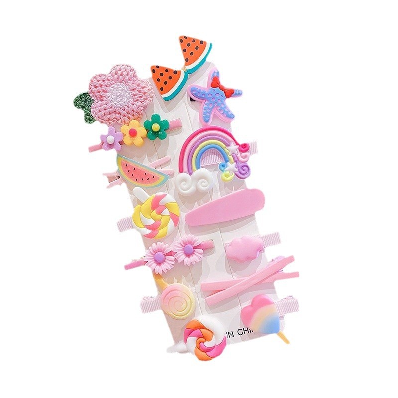 Nuevo clips de dibujos animados para niños coreanos lindos color de caramelo hecho a mano no daña el cabello frange clip para el cabello bebé clip para el cabello toque