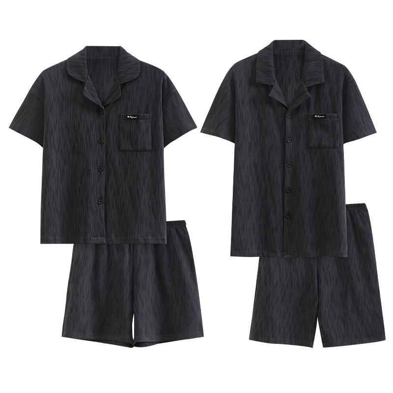 Pajamas de pareja de verano de algodón delgado coreano casual nuevo hombre de manga corta pantalones cortos set de ropa para el hogar mujer de verano