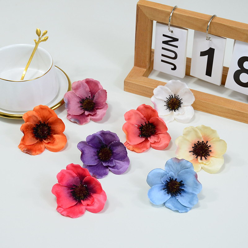 Poppy Flower Artificial Fake Flower Autumn Poppy Wedding Aisle Flower Arrangement Creative Gift Flower Head Wreath Decorative Flower