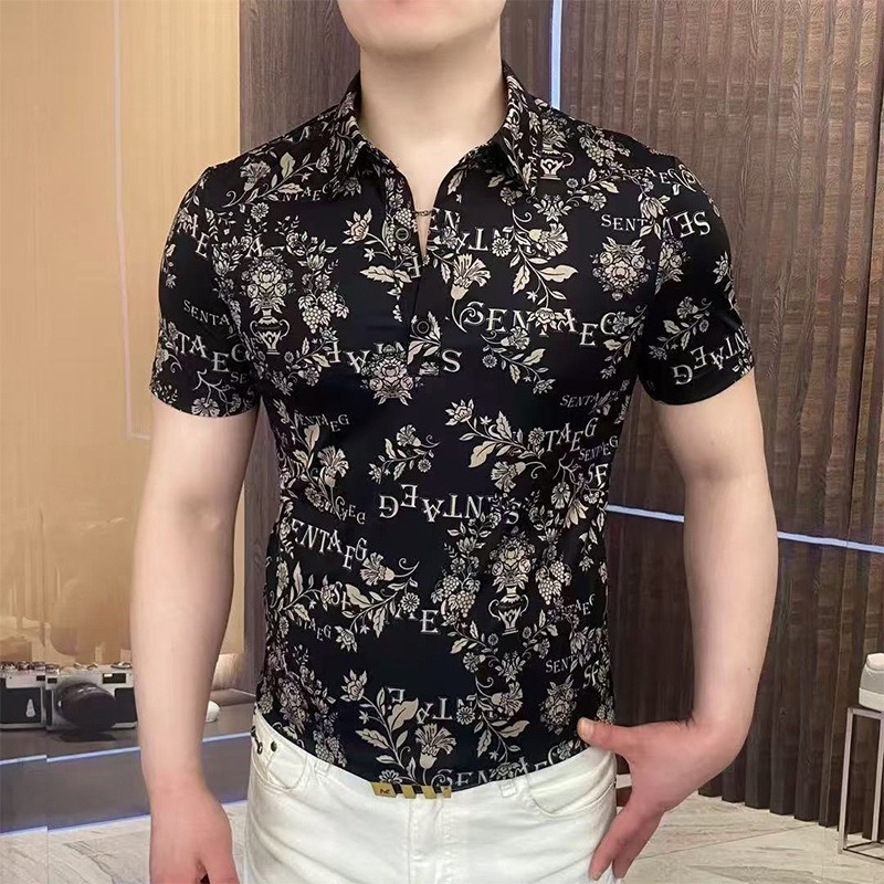 立襟氷糸半袖tシャツ男性青年潮牌半ファスナーが冷えています。|undefined
