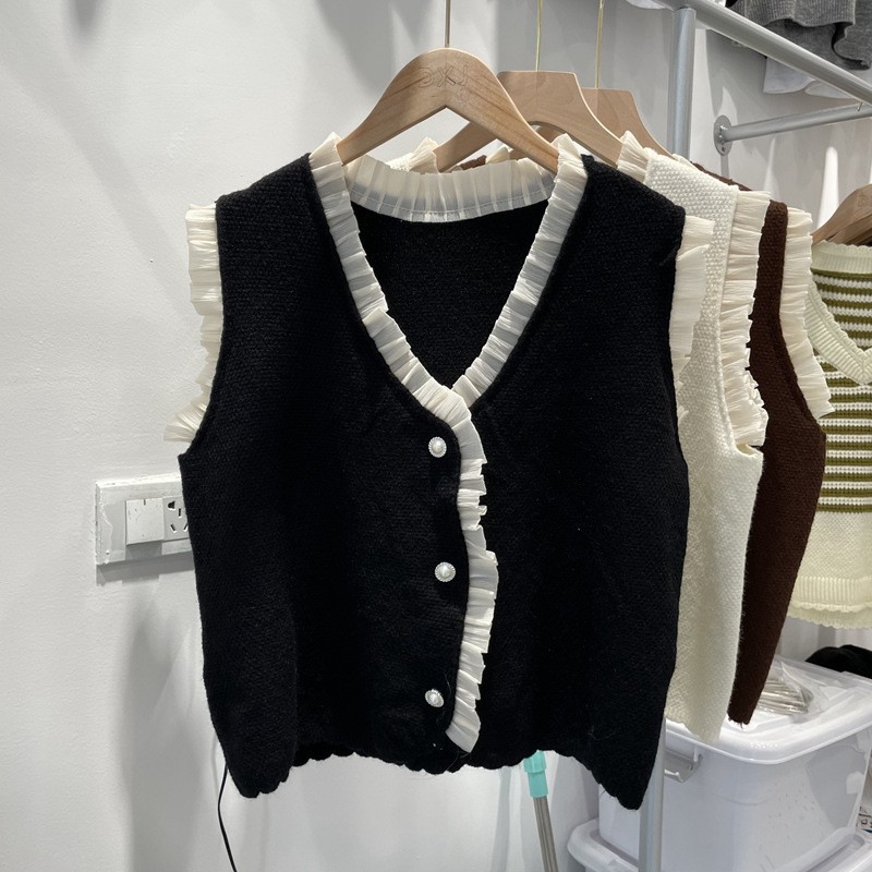 迷人小香风毛衣背心女