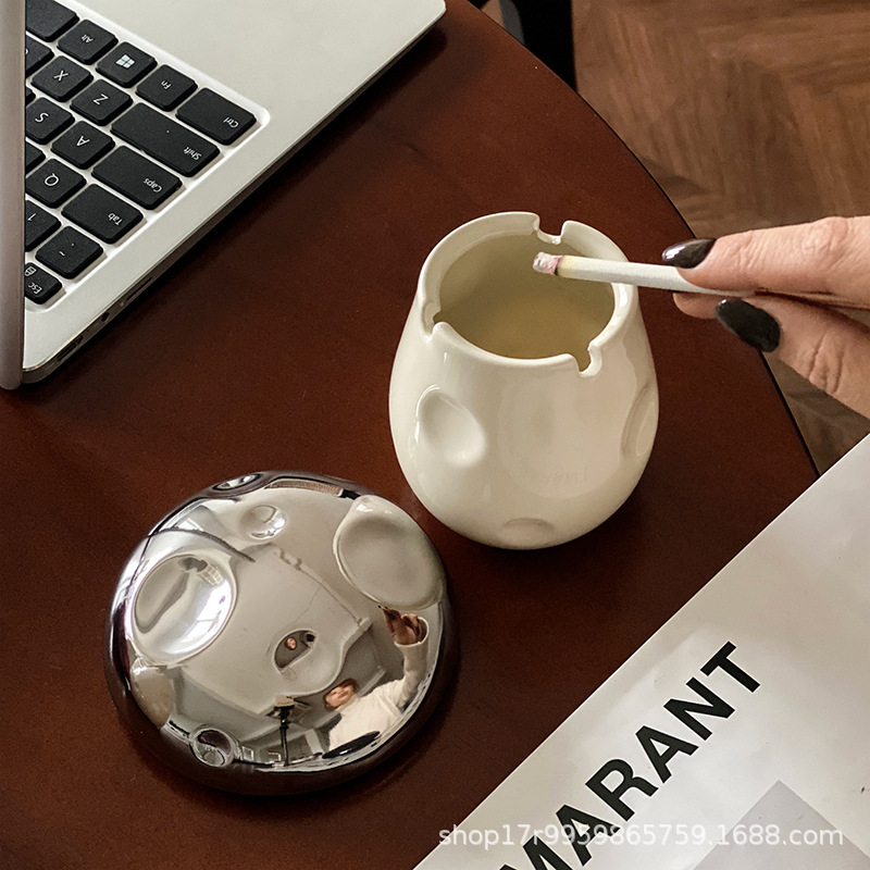 세라믹 재떨이 창조적 인 성격 유행 가정용 버섯 보관 장식품 뚜껑 안티 플라이 애쉬 커피 레스토랑과 담배 접시