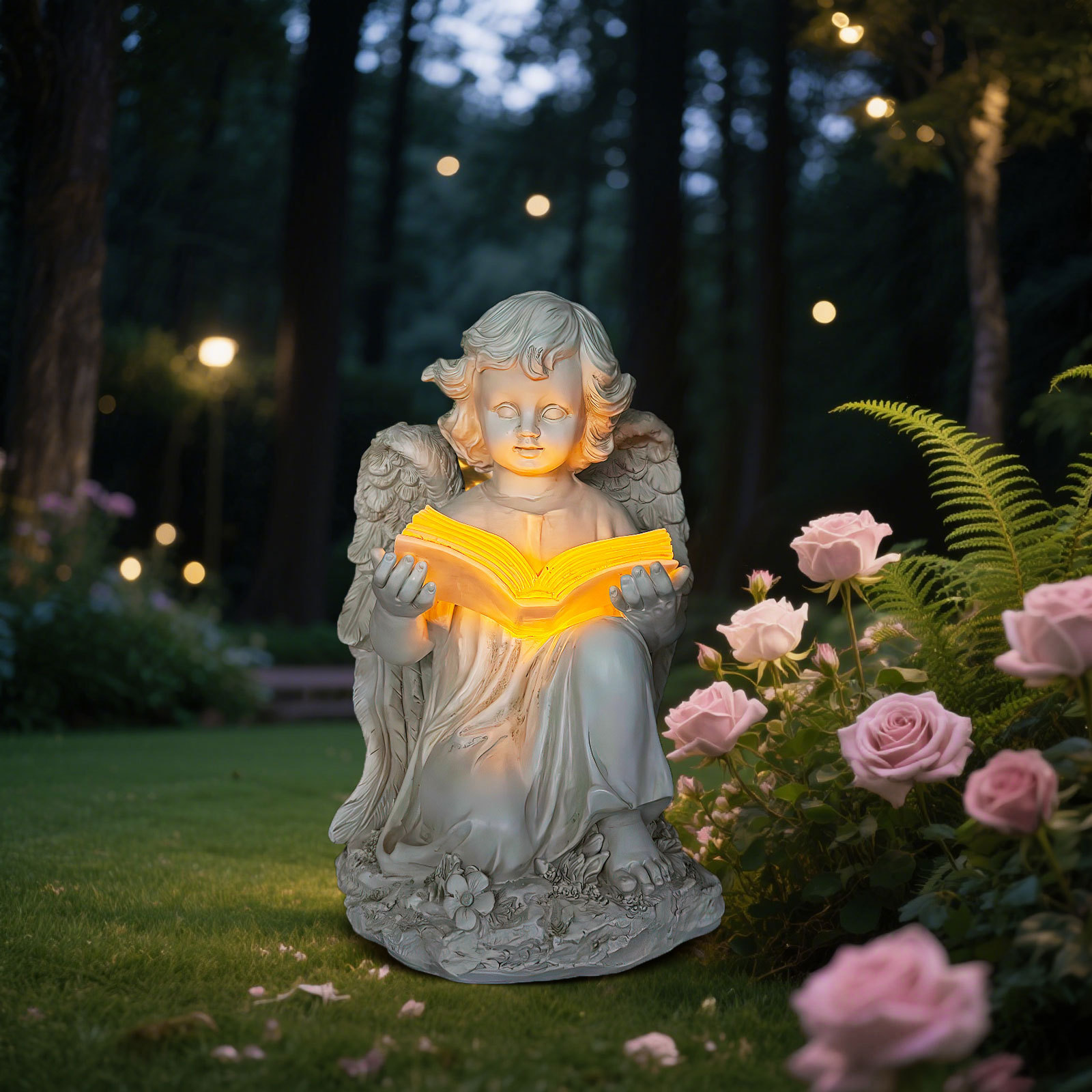   creative solar energy love angel ornaments courtyard outdoor statue decoration resin crafts customization