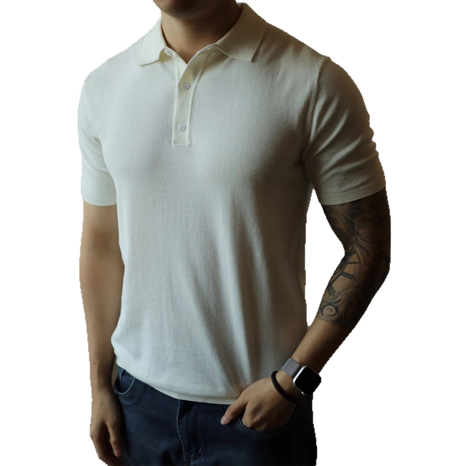 Suéter fino de verano Camisa POLO delgada de manga corta para hombre Camiseta muscular de visualización de negocios Comercio exterior Fábrica transfronteriza al por mayor