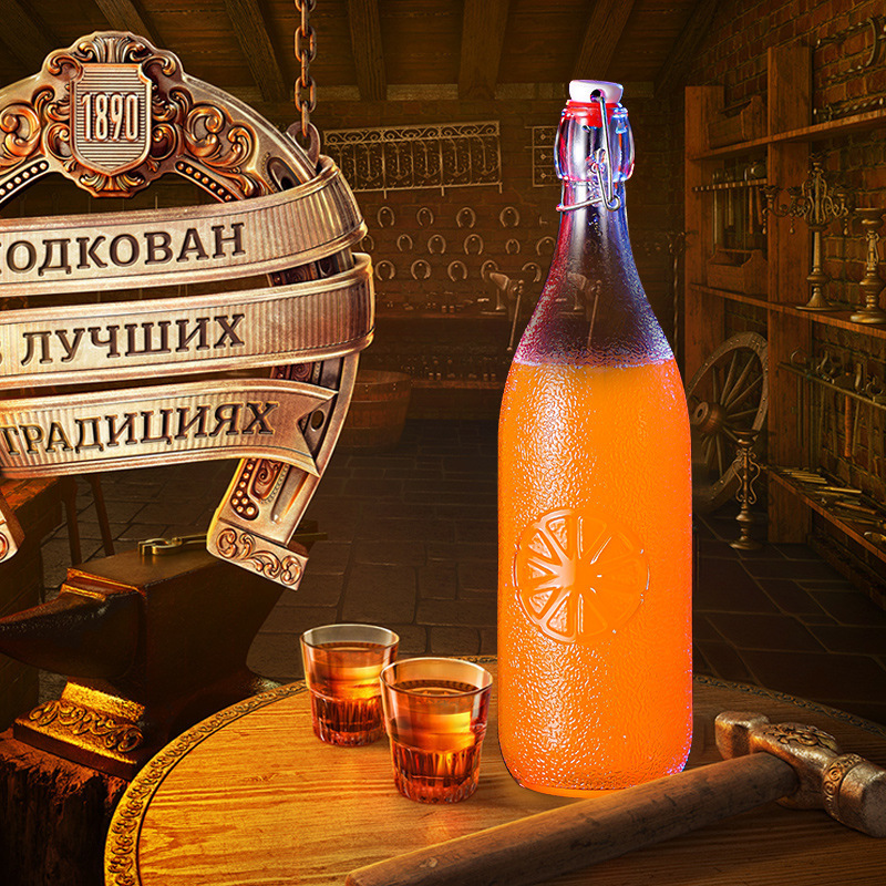 Botella de vino de cierre de vidrio transparente botella de cerveza de enzima botella de vino de hielo botella vacía de vidrio sellado botella de cerveza