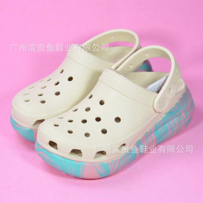Kajia Puff Transfer Croc Shoes Couple Summer Outdoor Thick-Soled Women's Shoes Beach Shoes Sandals 207522