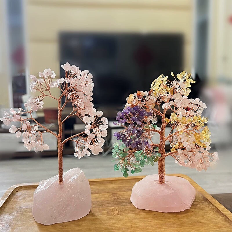 Чистый натуральный розовый кристалл, необработанный каменный блок, денежное дерево, красочное хрустальное дерево, прямые продажи с фабрики AliExpress, трансграничная прямая продажа с фабрики