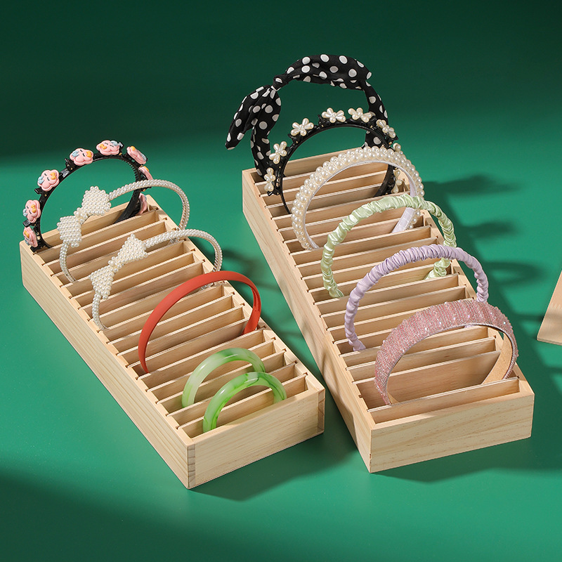 實木發箍收納架首飾托盤頭箍展示架手鐲飾品盤擺攤陳列展示道具盤