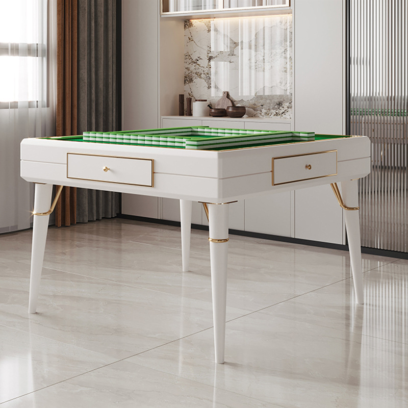Mesa de comedor de pizarra de roca mesa de mahjong todo en uno hogar máquina automática de mahjong de madera maciza mesa de ajedrez y cartas silenciosa eléctrica con plato giratorio redondo