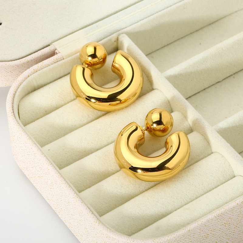 Brand small design glossy classic fashionable earrings stainless…