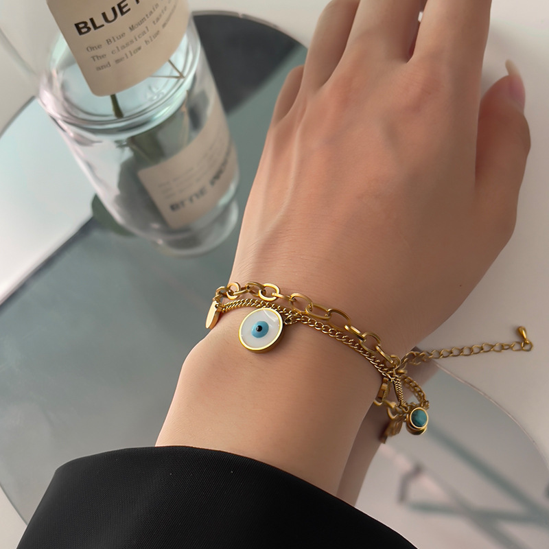 Fashion Devilu0027S Eye Titanium Steel Plating Bracelets 1 Piece