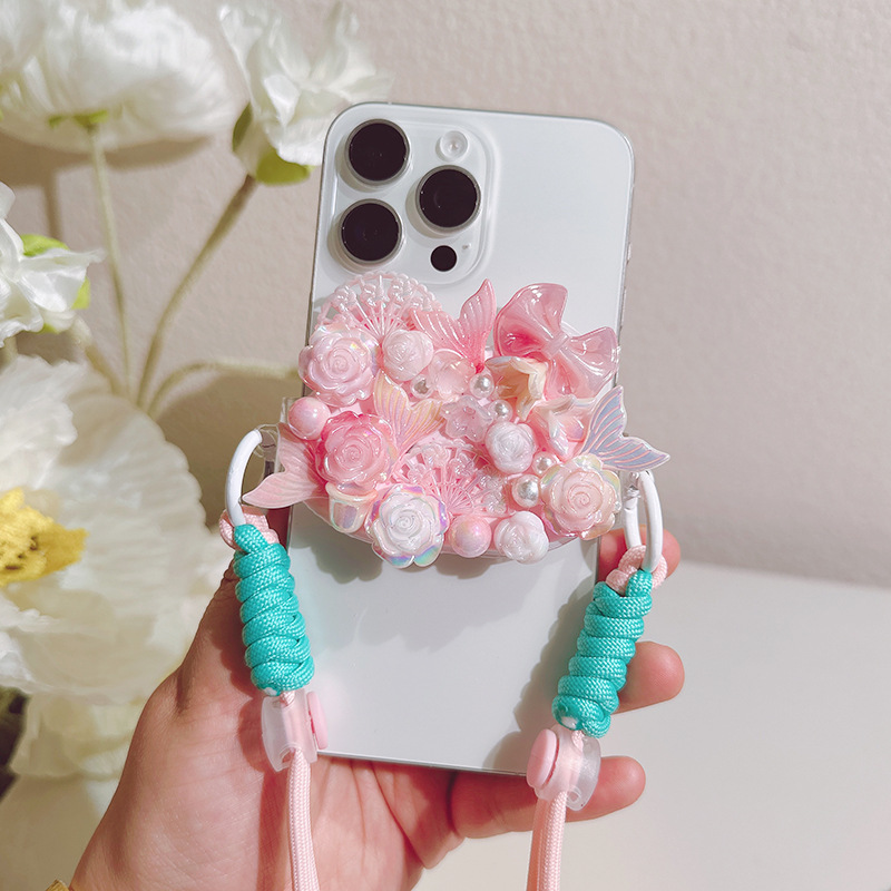 手机挂绳新款diy手机背夹斜挎长绳可背可调节长度通用手机链挂件