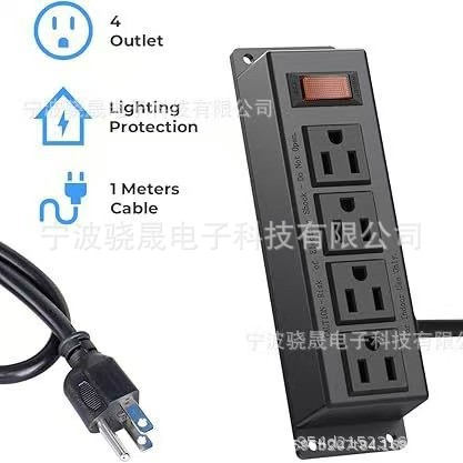Barra de toma de corriente montada en la pared 4 conectores Panel de alimentación con interruptor para uso de oficina / industria image 5
