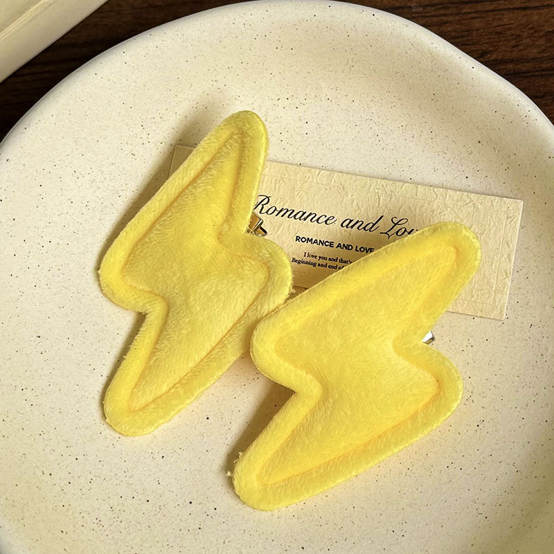 Fun Cream Yellow Lightning Hair Clip, Cute and Soft Girl-Style Bangs Duckbill Clip Hairpin Hair Accessory Wholesale Clip