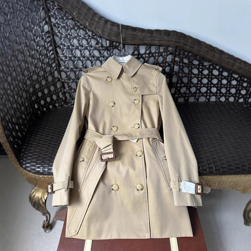 Off-line 18-year-old shop high-end women's gabardine cotton long and short women's trench coat gabardine Kensington