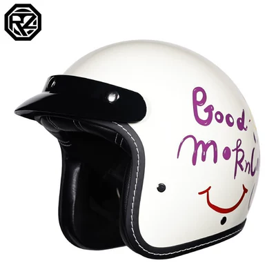 Motosiklet kaskı (dəbilqə) — for All Seasons, Can Be Equipped with - ivory-white-good-morning-m