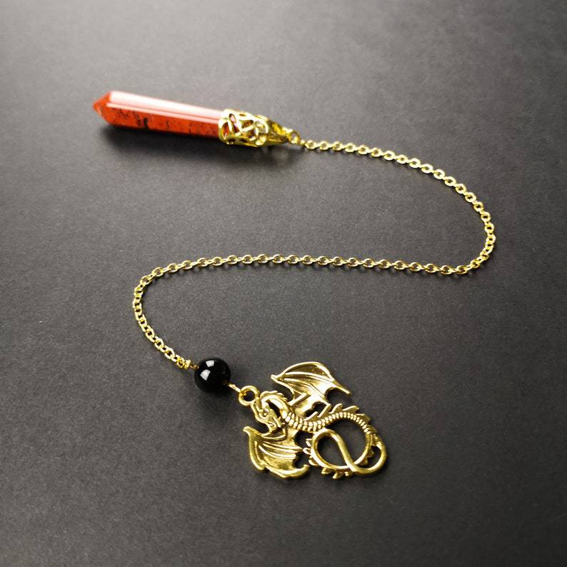 欧美跨境新款宝石摆亚马逊哥特飞龙天然石吊坠柱子饰品厂家批发