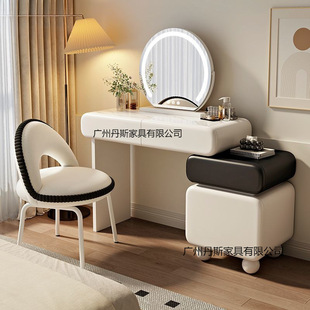 2025 New High-End Simple Style Warm Dressing Table Cream Style Light Luxury Bedroom Dressing Table Cupboard Integrated Light Luxury