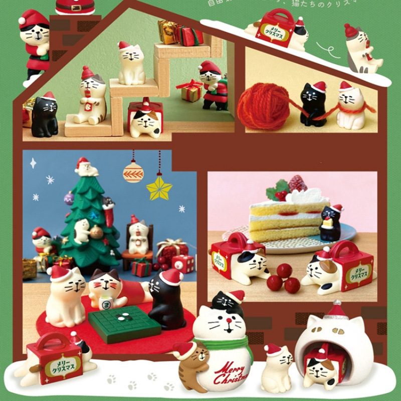 Japanese-Style Cat Miscellaneous DIY Creative Trendy Miniature Gifts Zakka Resin Home Cat Ornaments Santa Claus