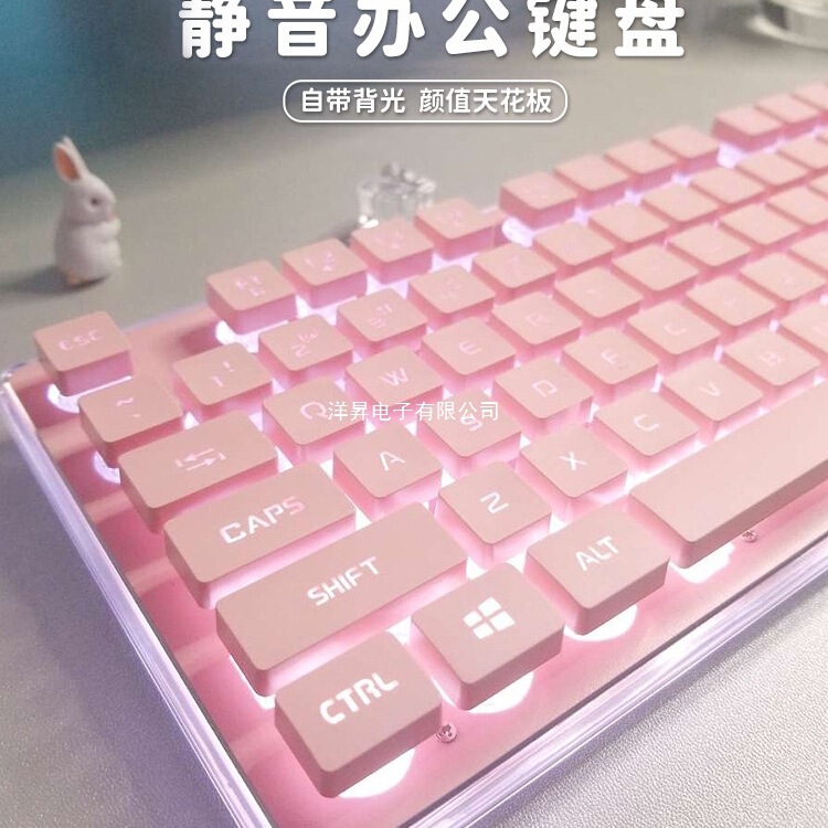 Forerunner X7 Silent Keyboard for Girls, Pink, High-Value, Wireless Computer Keyboard with Good Mechanical Feel, Mouse Wholesale